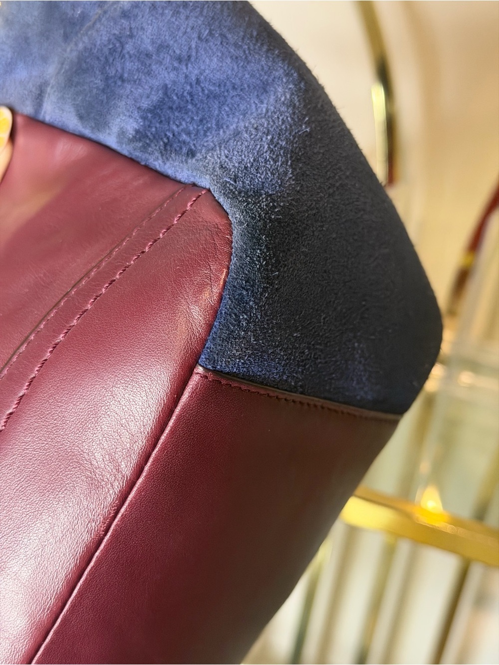 Coach Two-Tone Fuchsia, Burgundy and Navy Leather Shoulder Bag - Picture 4 of 16